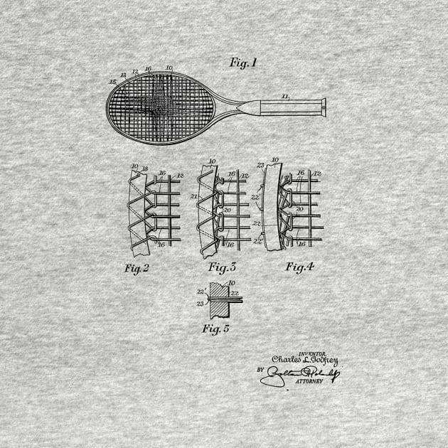 Tennis Racket Vintage Patent Drawing by TheYoungDesigns